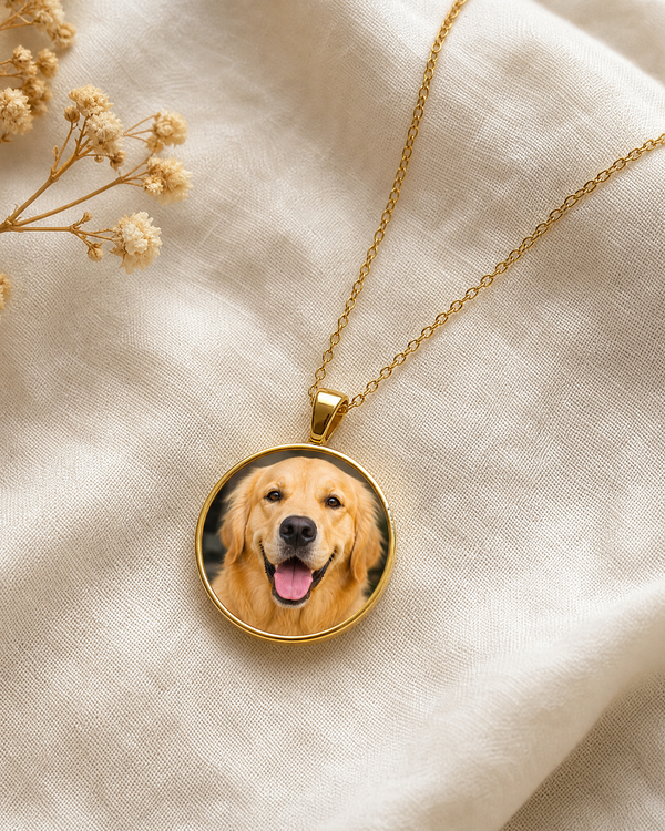 Max and Daisy pendant close-up showing photo detail
